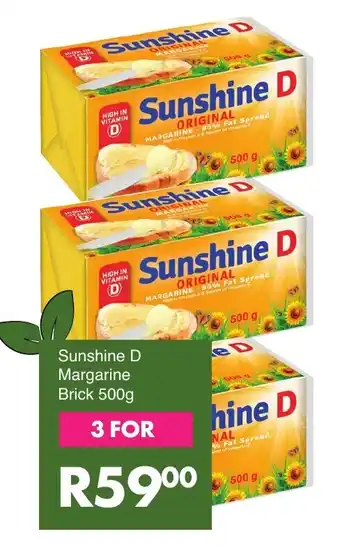 Save Sunshine D Margarine Brick 500g offer