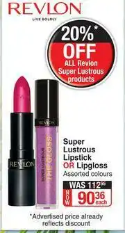 Dis-Chem Revlon Super Lustrous Lipstick Or Lipgloss Assorted Colours-Each offer