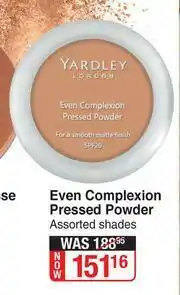 Dis-Chem Yardley London Even Complexion Pressed Powder Assorted Shades offer