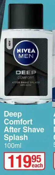 Dis-Chem Nivea Men Deep Comfort After Shave Splash-100ml offer
