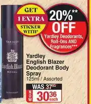 Dis-Chem Yardley English Blazer Deodorant Body Spray Assorted-125ml Each offer