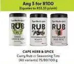 Makro Cape herb & spice - curry rub or seasoning tins offer