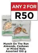 Food Lover's Market Munch On The Run Almonds, Cashews Or Mixed Nuts Assorted-For Any 2 x 100g offer