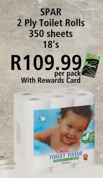 SuperSpar SPAR 2 Ply Toilet Rolls 350 sheets 18's offer