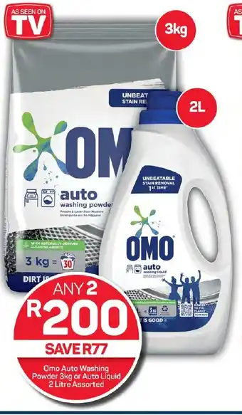 Pick n Pay Hypermarket Omo Auto Washing Powder 3kg or Auto Liquid 2 Litre Assorted offer