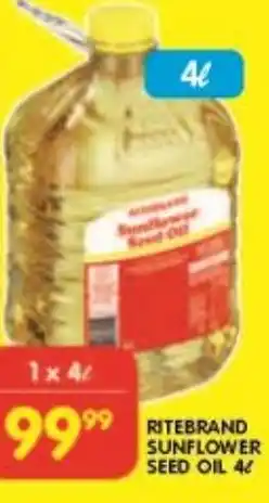 Shoprite RITEBRAND SUNFLOWER SEED OIL 4L offer