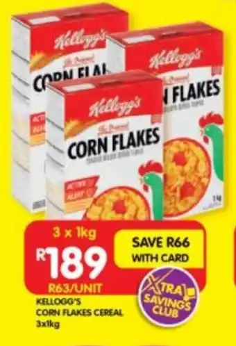 Shoprite KELLOGG'S CORN FLAKES CEREAL 3x1kg offer