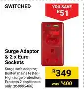 Builders Warehouse Switched Surge Adaptor & 2 x Euro Sockets offer