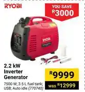 Builders Warehouse Ryobi 2.2 KW Inverter Generator offer