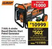 Builders Warehouse Grip 7kVA 4-Stroke Recoil Electric Start Petrol Generator 643614 offer