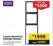 Builders Warehouse Kenzo 3-Panel Aluminium Sidelight Window 1014-2.1m(h) x 600mm(w) offer