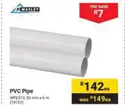 Builders Warehouse Marley PVC Pipe WPE313 50mm X 6m-Each offer