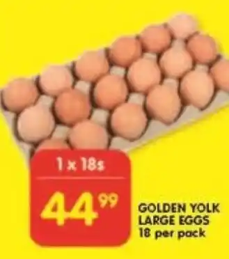 Shoprite GOLDEN YOLK LARGE EGGS 18 per pack offer