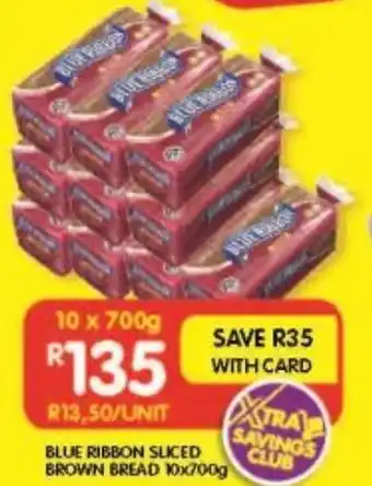 Shoprite BLUE RIBBON SLICED BROWN BREAD 10x700g offer