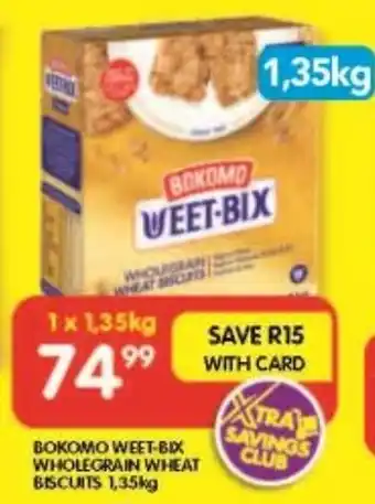 Shoprite BOKOMO WEET-BIX WHOLEGRAIN WHEAT BISCUITS 1,35kg offer