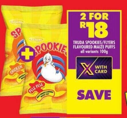 TRUDA SPOOKIES/FLYERS FLAVOURED MAIZE PUFFS all variants 100g offer at ...