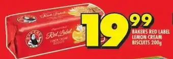 Shoprite BAKERS RED LABEL LEMON CREAM BISCUITS 200g offer