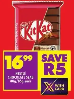 Shoprite NESTLÉ CHOCOLATE SLAB 80g/85g each offer