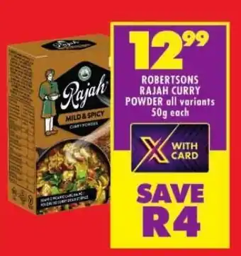 Shoprite ROBERTSONS RAJAH CURRY POWDER all variants 50g each offer