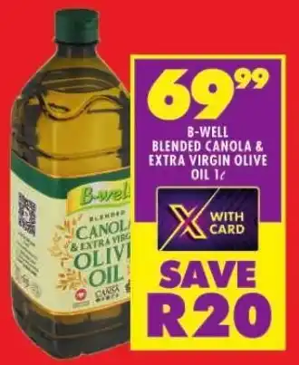 Shoprite B-WELL BLENDED CANOLA & EXTRA VIRGIN OLIVE OIL 1L offer