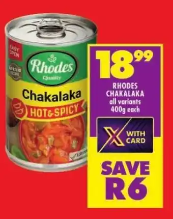 Shoprite RHODES CHAKALAKA all variants 400g each offer