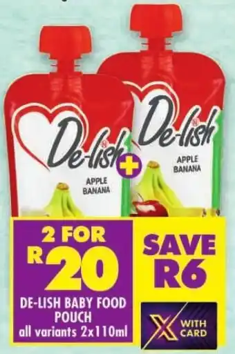 Shoprite DE-LISH BABY FOOD POUCH offer