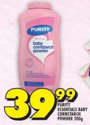 Shoprite PURITY ESSENTIALS BABY CORNSTARCH POWDER 200g offer