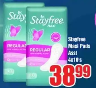 Stayfree Max Pads Asst 4x10s
