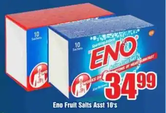 Three Star Cash and Carry Eno Fruit Salts Asst 10's offer
