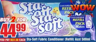 Three Star Cash and Carry Sta-Soft Fabric Conditioner (Refill) Asst 500ml offer