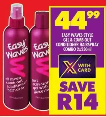 Shoprite EASY WAVES STYLE GEL & COMB OUT COMBO 2x250ml offer