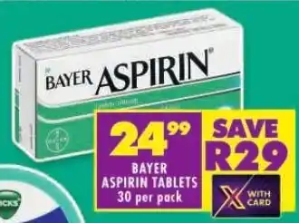 Shoprite BAYER ASPIRIN TABLETS 30 per pack offer