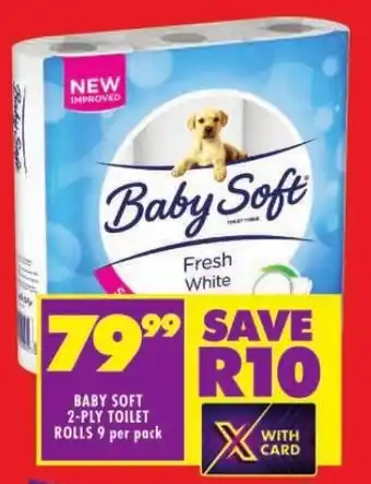 Shoprite BABY SOFT 2-PLY TOILET ROLLS 9 per pack offer