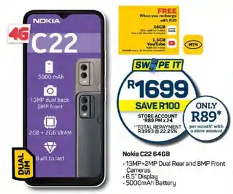 Pick n Pay Nokia C22 64GB offer