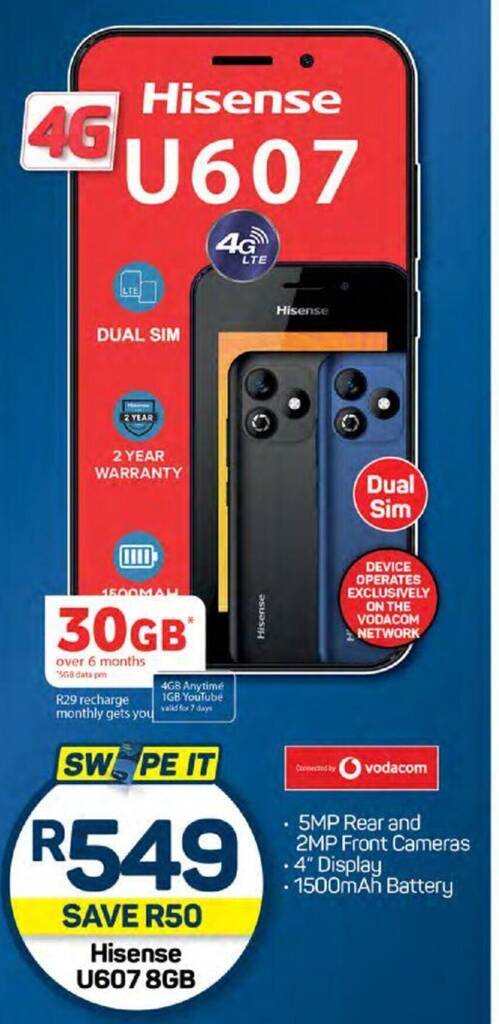 Hisense U607 8GB offer at Pick n Pay