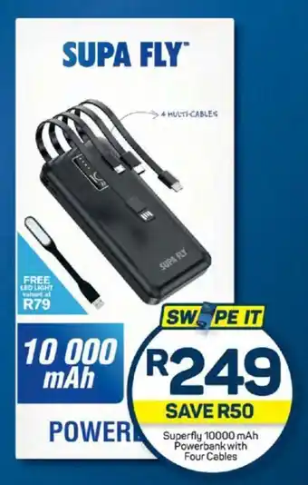 Superfly 10000 mAh Powerbank with Four Cables