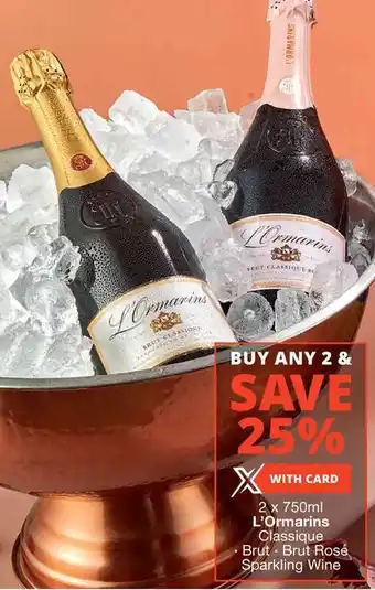 Checkers Liquor Shop 2 x 750ml L'Ormarins Classique Brut Brut Rosé Sparkling Wine offer