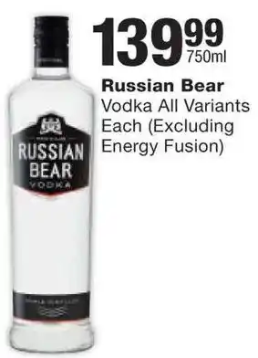 Checkers Liquor Shop Russian Bear Vodka All Variants Each (Excluding Energy Fusion) offer