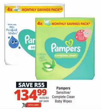 Checkers Pampers Sensitive/Complete Clean Baby Wipes offer