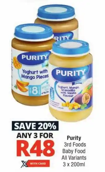 Checkers Purity 3rd Foods Baby Food offer