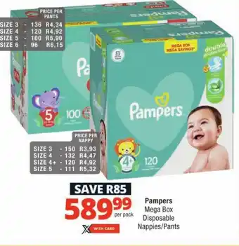 Checkers Pampers Mega Box Disposable Nappies/Pants offer