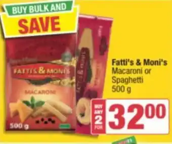 Spar Savemor Fatti's & Moni's Macaroni or Spaghetti 500g offer