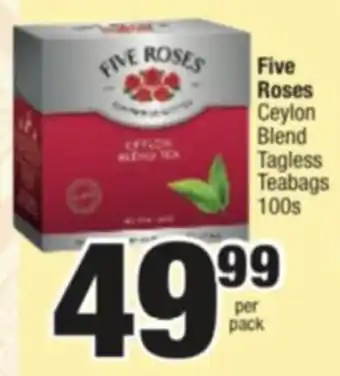 Spar Savemor Five Roses Ceylon Blend Tagless Teabags 100s offer