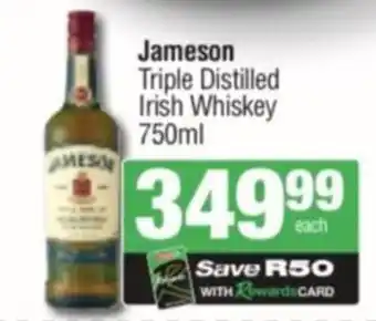 Spar Savemor Jameson Triple Distilled Irish Whiskey 750ml offer