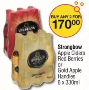 Spar Savemor Strongbow Apple Ciders Red Berries or Gold Apple Handies 6 x 330ml offer