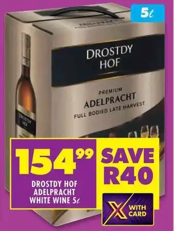 Shoprite DROSTDY HOF ADELPRACHT WHITE WINE 5L offer