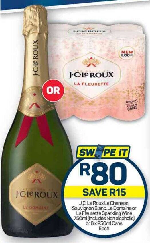 J.C. Le Roux Le Chanson, Sauvignon Blanc, Le Domaine or La Fleurette