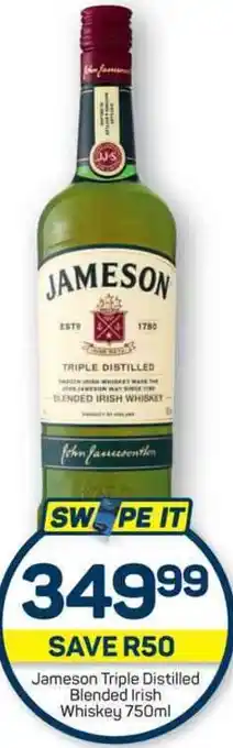 Pick n Pay Jameson Triple Distilled Blended Irish Whiskey 750ml offer