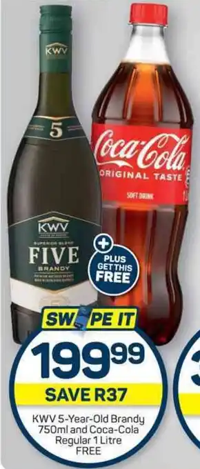 Pick n Pay KWV 5-Year-Old Brandy 750ml and Coca-Cola Regular 1 Litre FREE offer