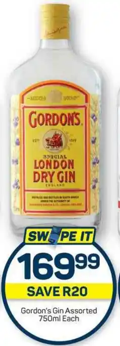 Pick n Pay Gordon's Gin Assorted 750ml Each offer